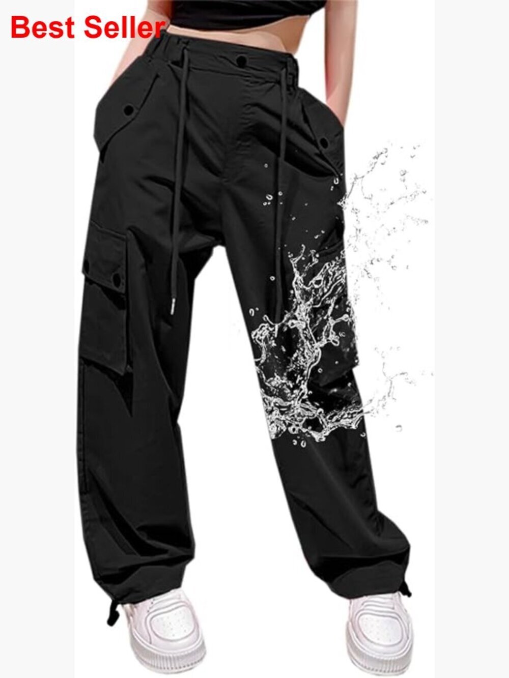 Waterproof Ripstop Nylon Cargo Pants with Drawstring Waist
